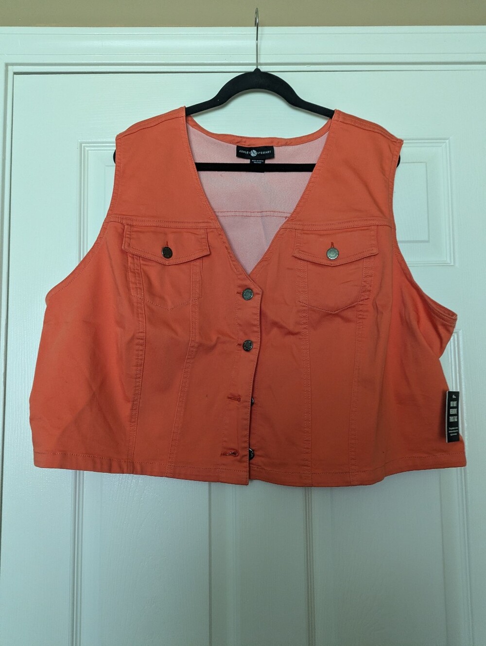 Ashley Stewart Curvy Orange Button-Front Vest